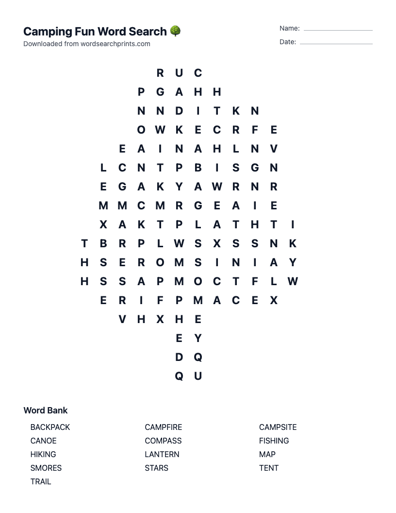 Camping Fun Word Search