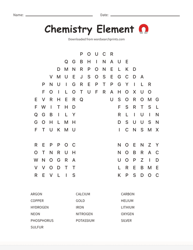 Chemistry Word Search Puzzles | Word Search