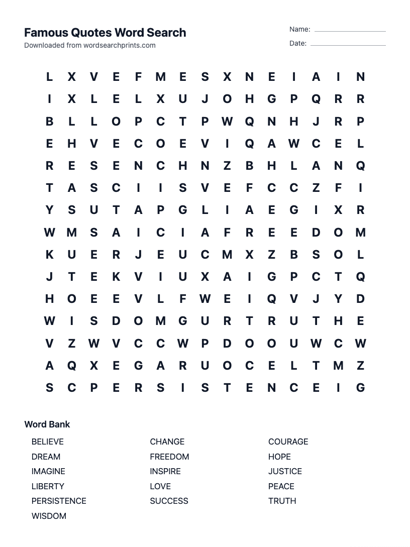Famous Quotes Word Search