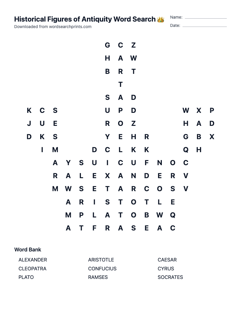 Historical Figures of Antiquity Word Search