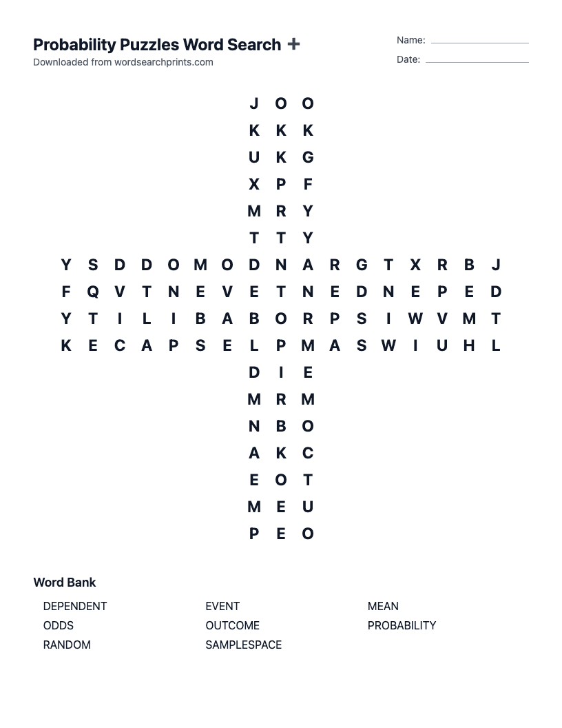 Probability Puzzles Word Search