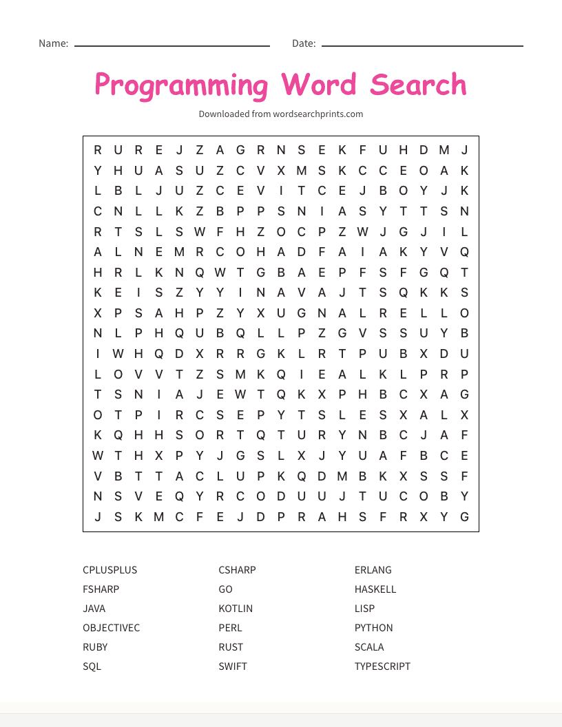 Programming Word Search