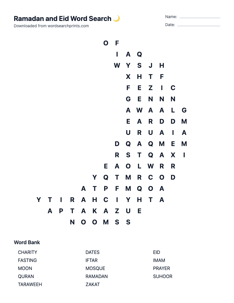 Ramadan and Eid Word Search