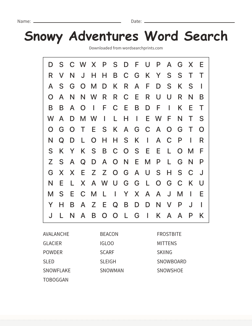 snow-word-search-puzzles-word-search