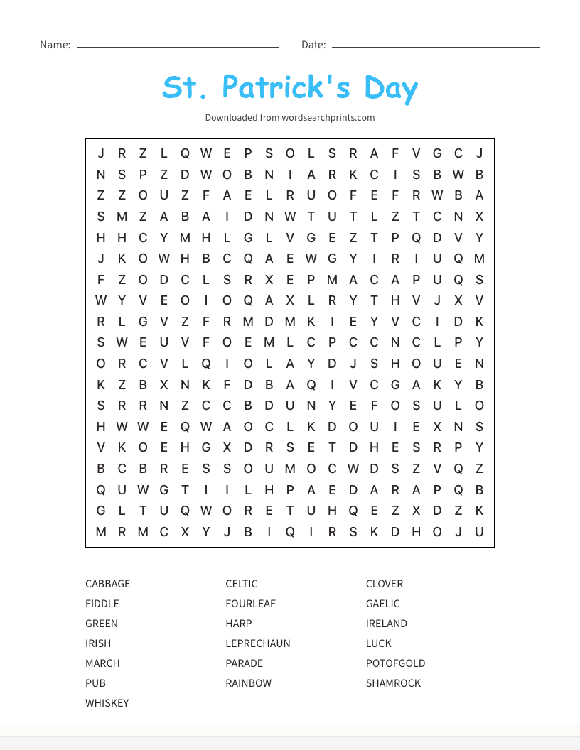 St. Patrick's Day Word Search