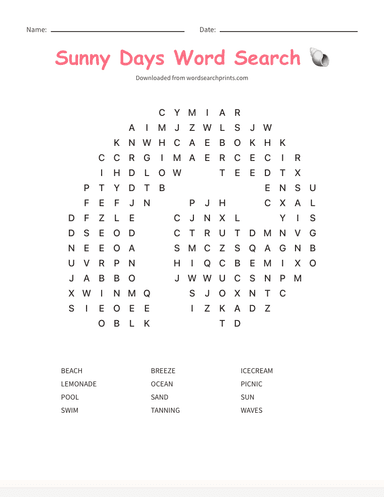 Weather Word Search Puzzles | Word Search