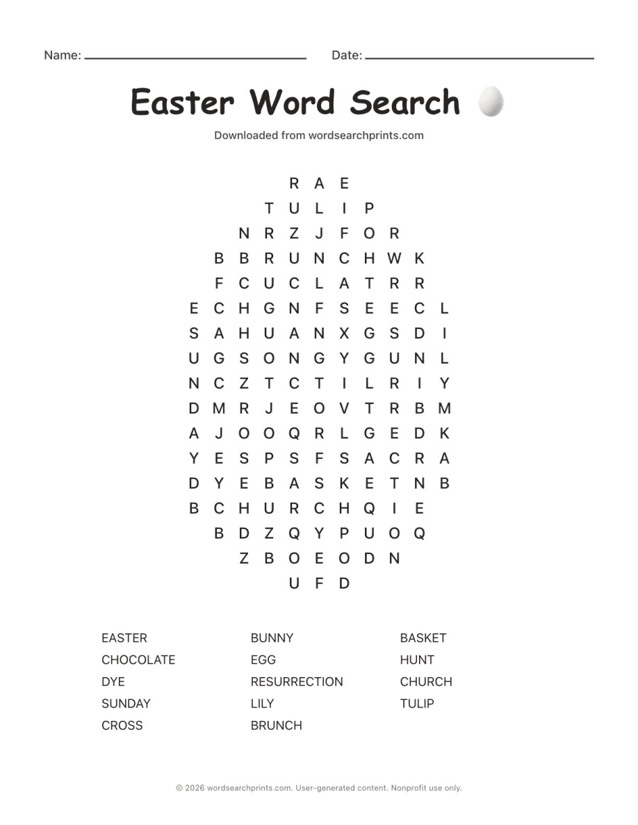 Easter Word Search printable worksheet preview