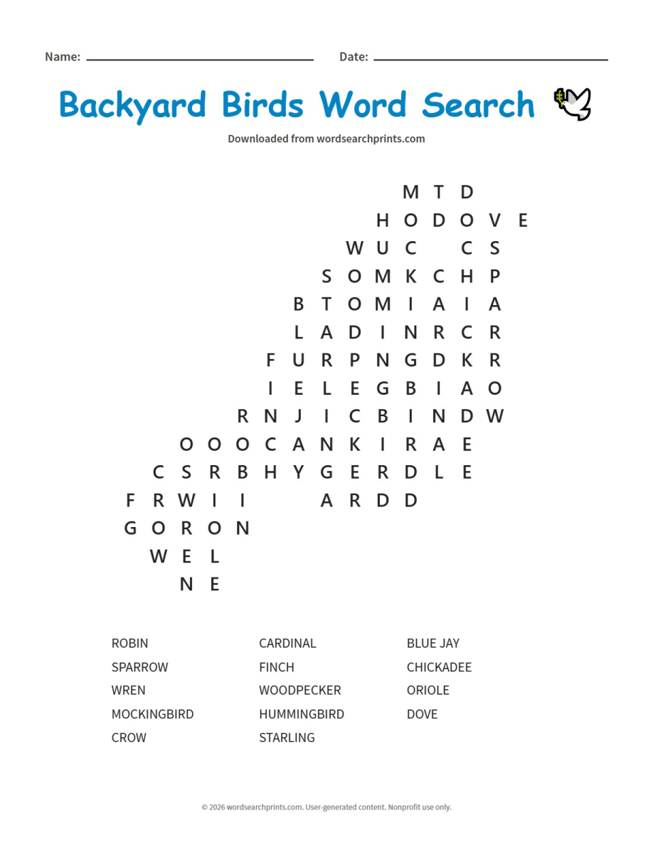 Backyard Birds Word Search