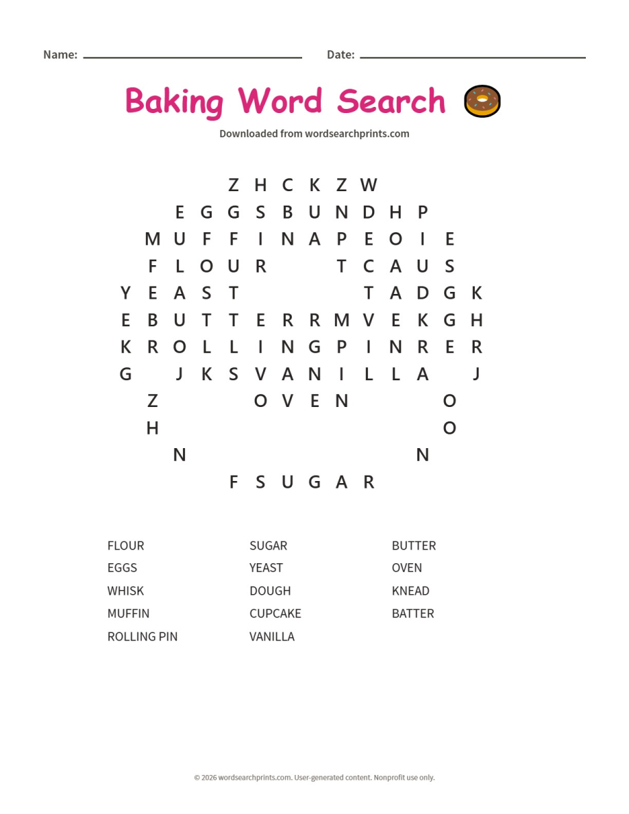 Baking Word Search