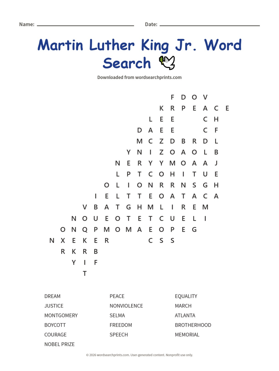 Martin Luther King Jr. Word Search