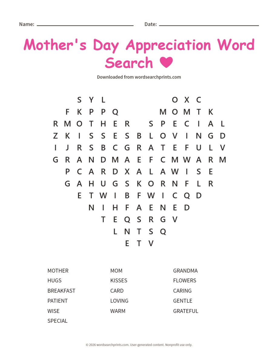 Mother's Day Appreciation Word Search