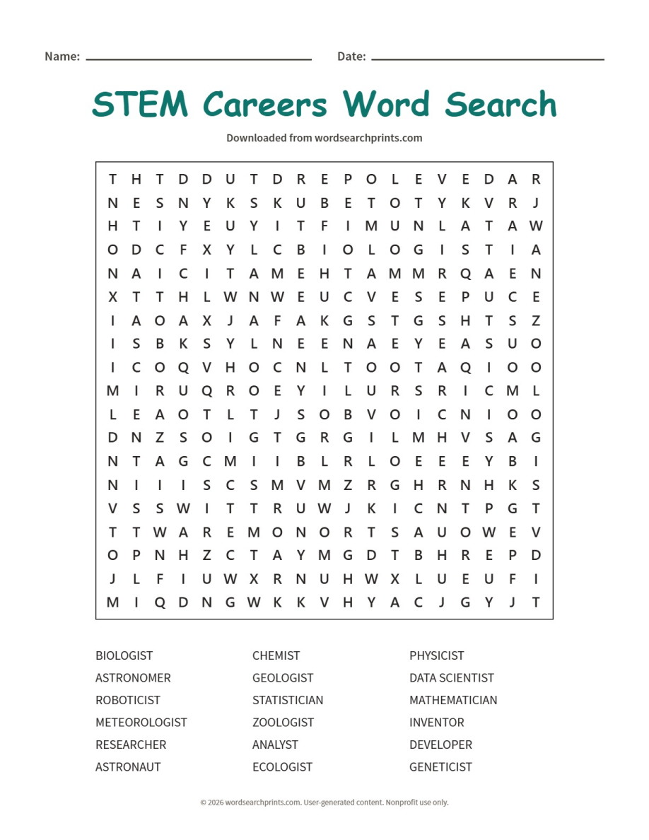 STEM Careers Word Search